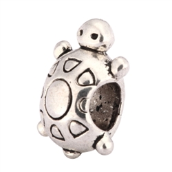 5 x Turtle Longivity Charms Beads Antique Silver Tone European Charm Beads  #MEC-31